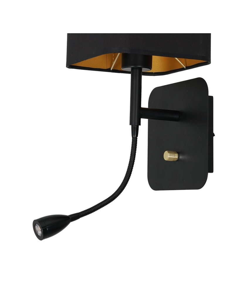 Reading wall lamps - Milagro Wall lamp NAPOLI BLACK/GOLD 1xE27 + 1W LED ML6366 - product kolory-swiatla.pl 6