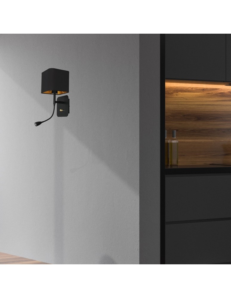 Reading wall lamps - Milagro Wall lamp NAPOLI BLACK/GOLD 1xE27 + 1W LED ML6366 - product kolory-swiatla.pl 7