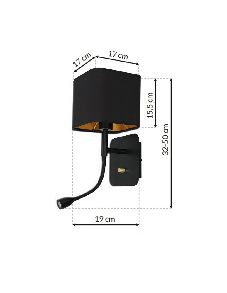 Reading wall lamps - Milagro Wall lamp NAPOLI BLACK/GOLD 1xE27 + 1W LED ML6366 - product kolory-swiatla.pl 9