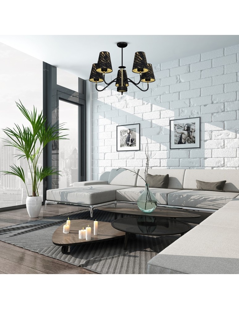 Milagro Lampa wisząca HERMES Black/Gold 5xE27 MLP7282