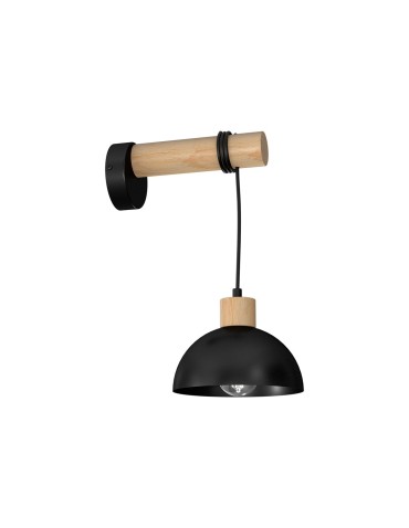 Milagro Wall lamp ERIK Black/Wood 1XE27 MLP7224
