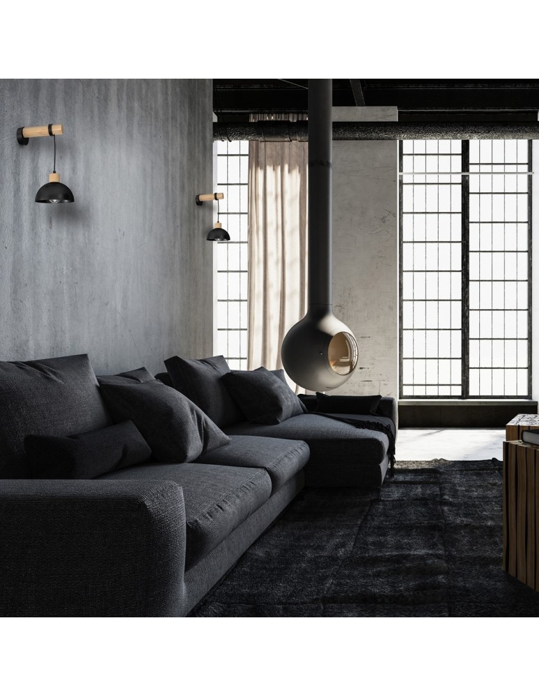 Loft wall lamps - industrial - Milagro Wall lamp ERIK Black/Wood 1XE27 MLP7224 - product kolory-swiatla.pl 3