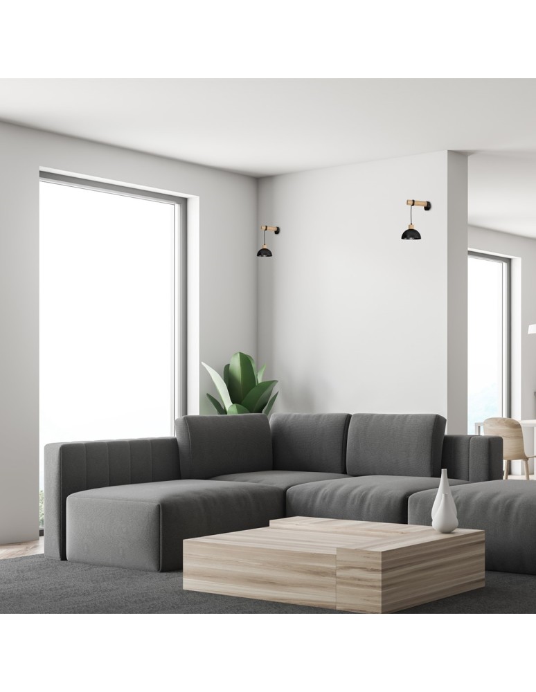 Loft wall lamps - industrial - Milagro Wall lamp ERIK Black/Wood 1XE27 MLP7224 - product kolory-swiatla.pl 6