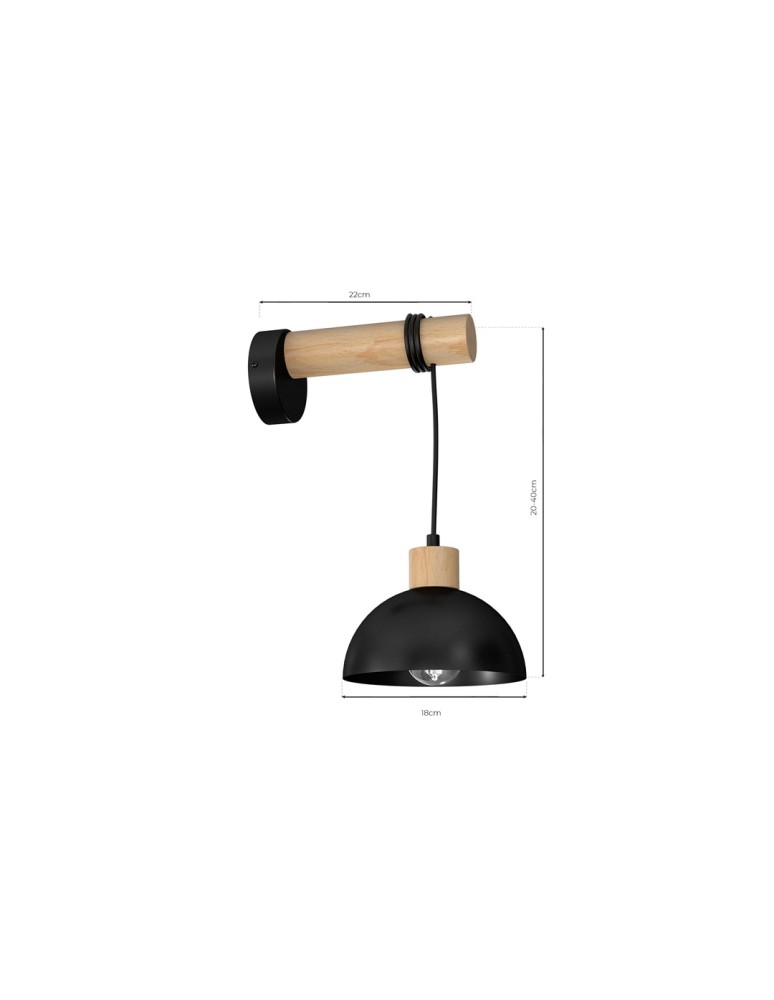 Loft wall lamps - industrial - Milagro Wall lamp ERIK Black/Wood 1XE27 MLP7224 - product kolory-swiatla.pl 7