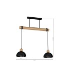 Pendant lamps on a strip - Milagro ERIK Black/Wood Pendant Lamp 2xE27 MLP7225 - product 9