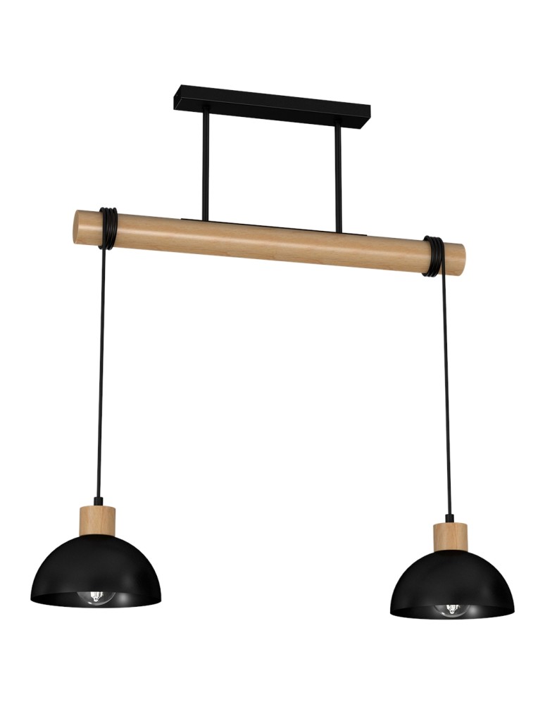 Pendant lamps on a strip - Milagro ERIK Black/Wood Pendant Lamp 2xE27 MLP7225 - product kolory-swiatla.pl 10