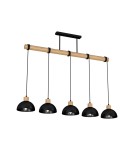 Pendant lamps on a strip - Milagro ERIK Black/Wood Pendant Lamp 5xE27 MLP7227 - product 1