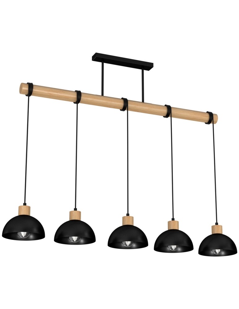 Pendant lamps on a strip - Milagro ERIK Black/Wood Pendant Lamp 5xE27 MLP7227 - product kolory-swiatla.pl 2