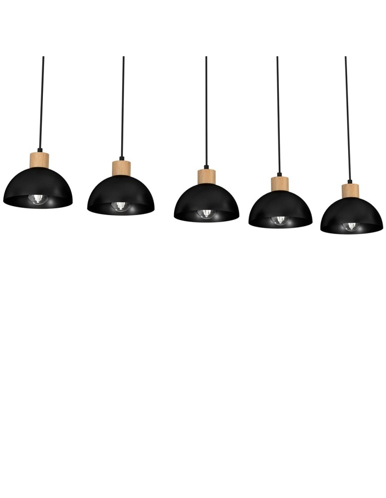 Pendant lamps on a strip - Milagro ERIK Black/Wood Pendant Lamp 5xE27 MLP7227 - product kolory-swiatla.pl 3