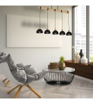 Pendant lamps on a strip - Milagro ERIK Black/Wood Pendant Lamp 5xE27 MLP7227 - product 7
