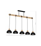Pendant lamps on a strip - Milagro ERIK Black/Wood Pendant Lamp 5xE27 MLP7227 - product 9