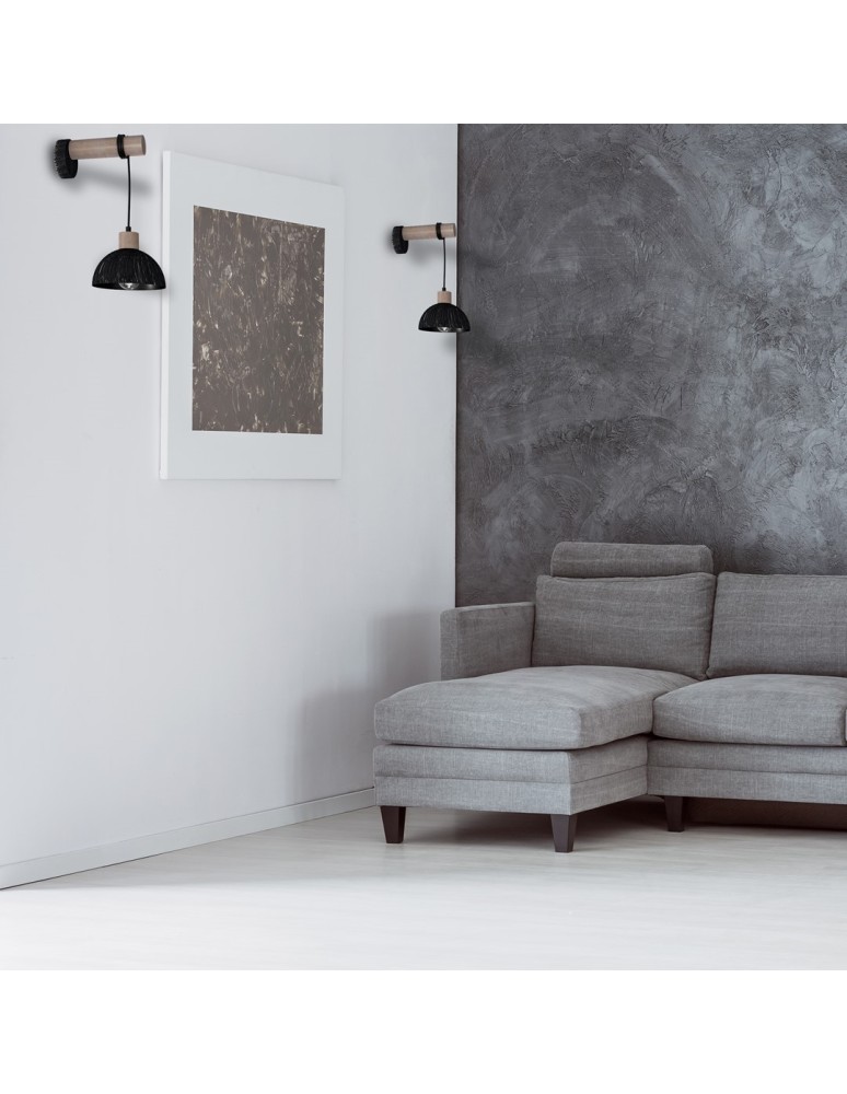 Loft wall lamps - industrial - Milagro Wall lamp ERIK Sawn black/Patinated wood 1XE27 MLP7638 - product kolory-swiatla.pl 4