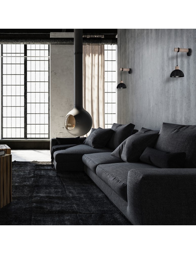 Loft wall lamps - industrial - Milagro Wall lamp ERIK Sawn black/Patinated wood 1XE27 MLP7638 - product kolory-swiatla.pl 5