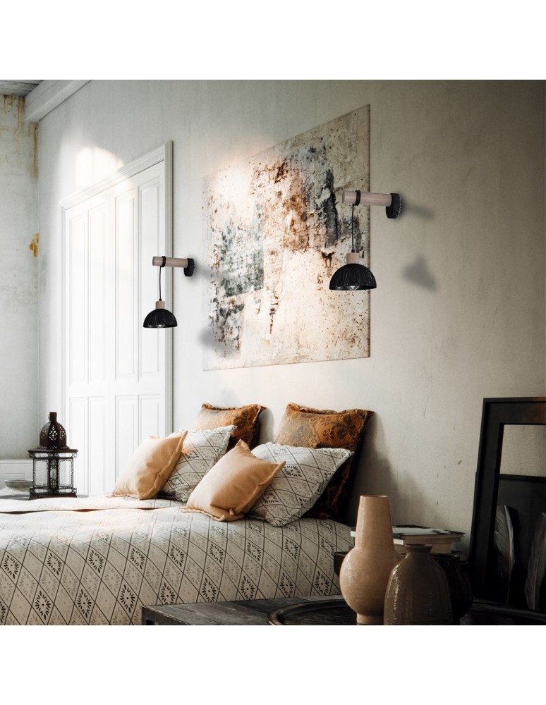 Loft wall lamps - industrial - Milagro Wall lamp ERIK Sawn black/Patinated wood 1XE27 MLP7638 - product kolory-swiatla.pl 6