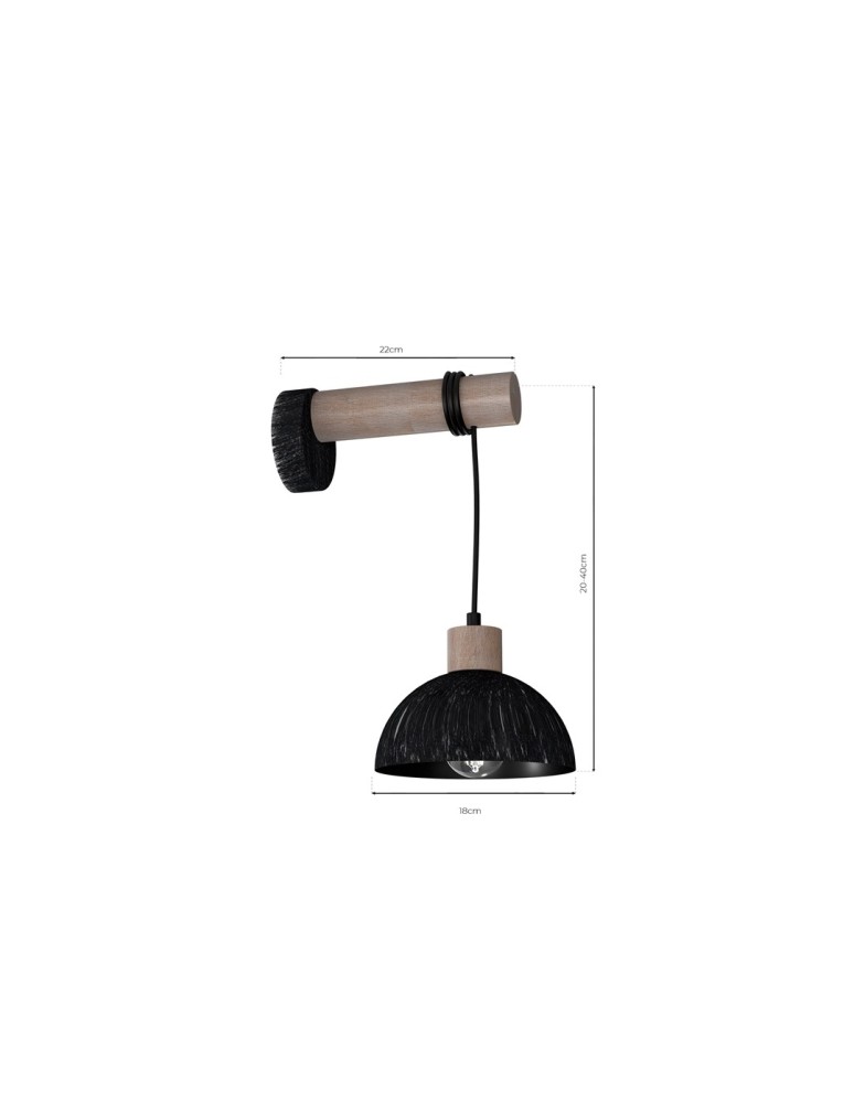 Loft wall lamps - industrial - Milagro Wall lamp ERIK Sawn black/Patinated wood 1XE27 MLP7638 - product kolory-swiatla.pl 7