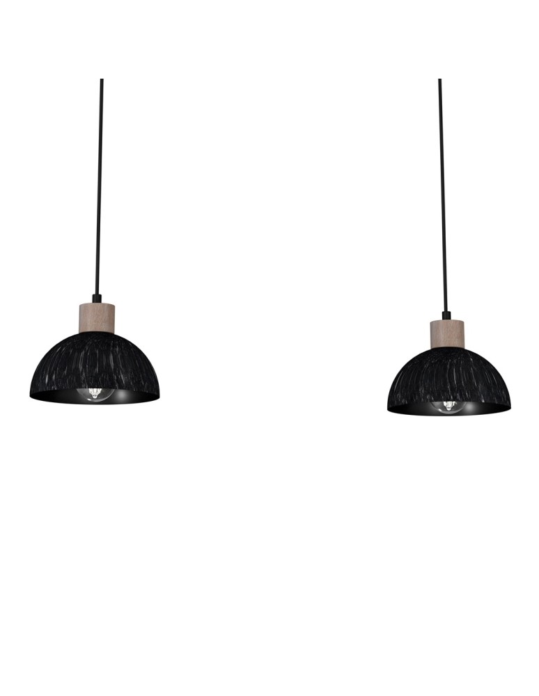 Pendant lamps on a strip - Milagro ERIK Sawn black/Patinated wood pendant lamp 2XE27 MLP7639 - product kolory-swiatla.pl 3