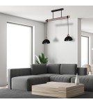 Pendant lamps on a strip - Milagro ERIK Sawn black/Patinated wood pendant lamp 2XE27 MLP7639 - product 9