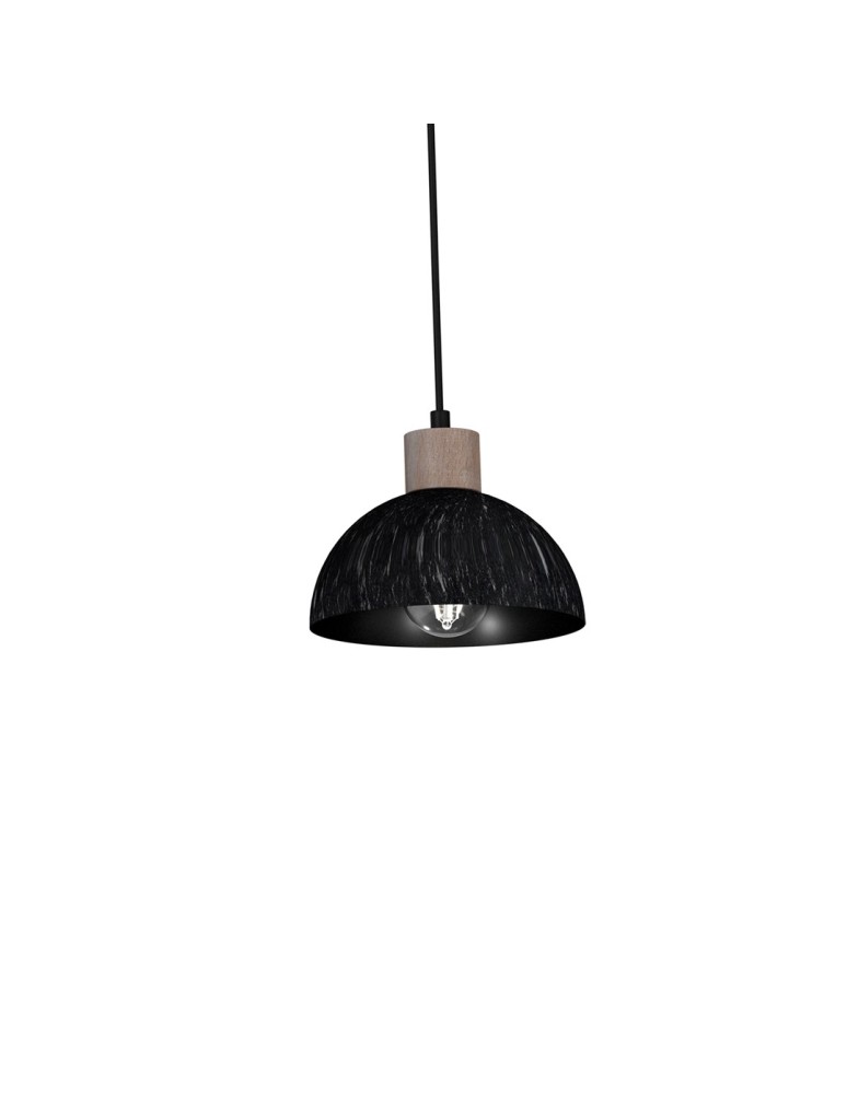 Pendant lamps on a strip - Milagro ERIK Sawn black/Patinated wood pendant lamp 3XE27 MLP7640 - product kolory-swiatla.pl 4