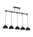 Pendant lamps on a strip - Milagro ERIK Sawn black/Patinated wood pendant lamp 5XE27 MLP7641 - product 1