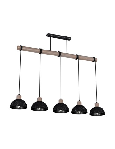 Milagro ERIK Sawn black/Patinated wood pendant lamp 5XE27 MLP7641