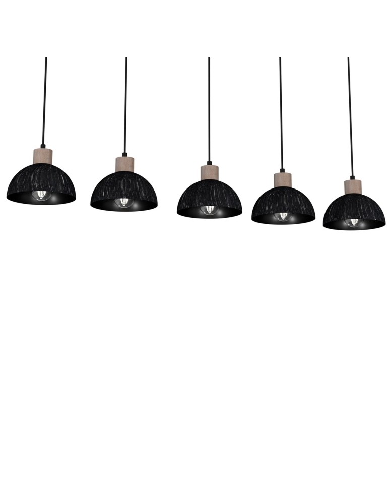 Pendant lamps on a strip - Milagro ERIK Sawn black/Patinated wood pendant lamp 5XE27 MLP7641 - product kolory-swiatla.pl 3
