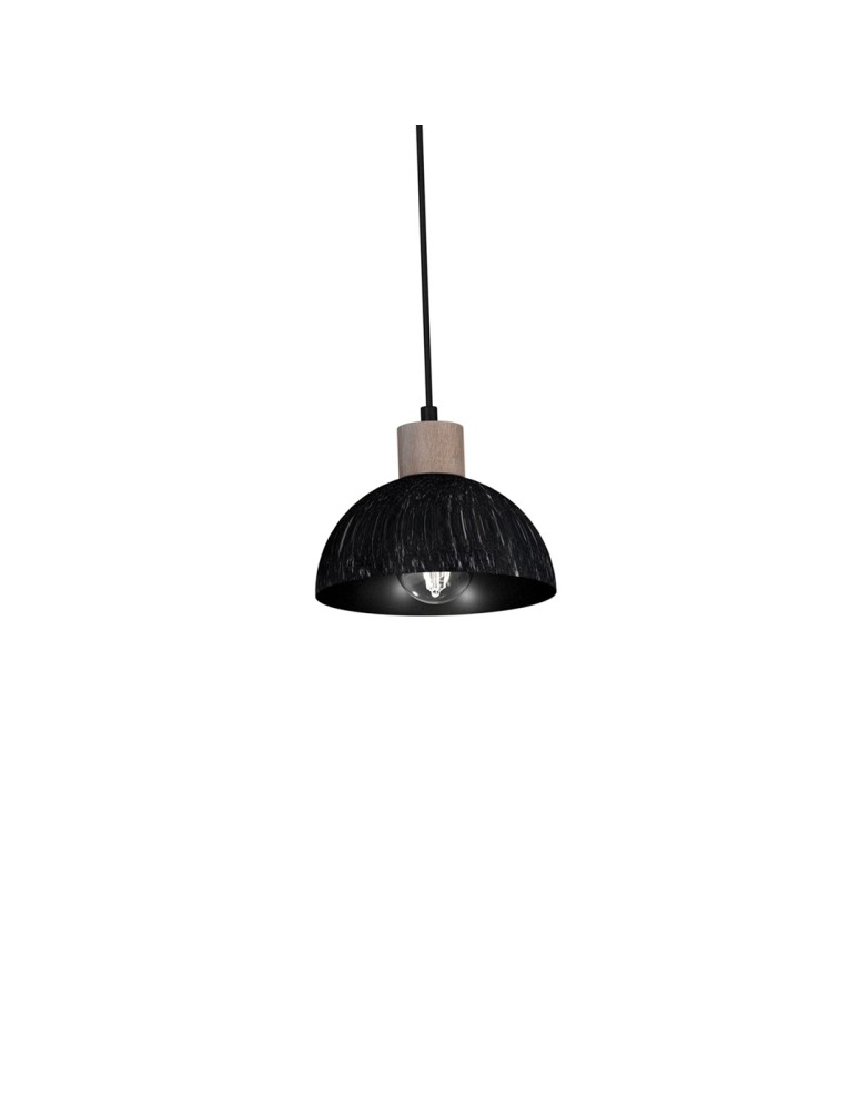 Pendant lamps on a strip - Milagro ERIK Sawn black/Patinated wood pendant lamp 5XE27 MLP7641 - product kolory-swiatla.pl 4