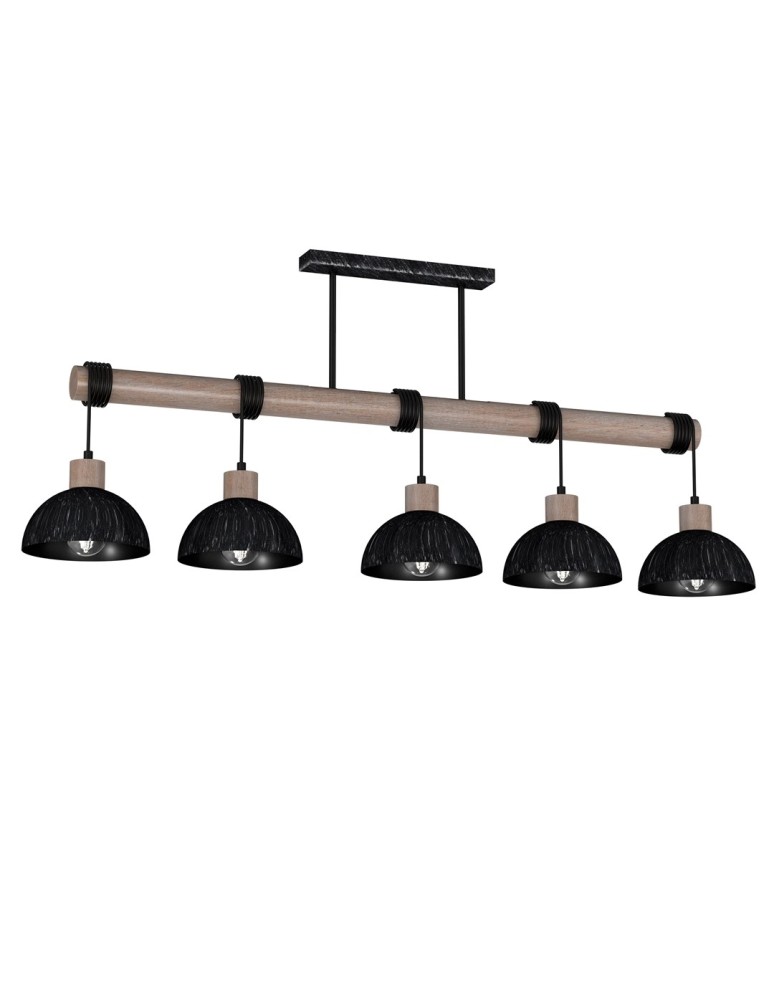 Pendant lamps on a strip - Milagro ERIK Sawn black/Patinated wood pendant lamp 5XE27 MLP7641 - product kolory-swiatla.pl 5