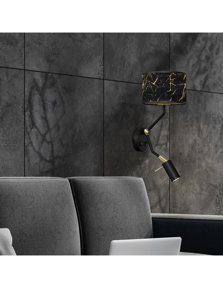 Reading wall lamps - Milagro Wall lamp SENSO Black/Gold 1xE27 + 1x mini GU10 MLP7291 - product kolory-swiatla.pl 6