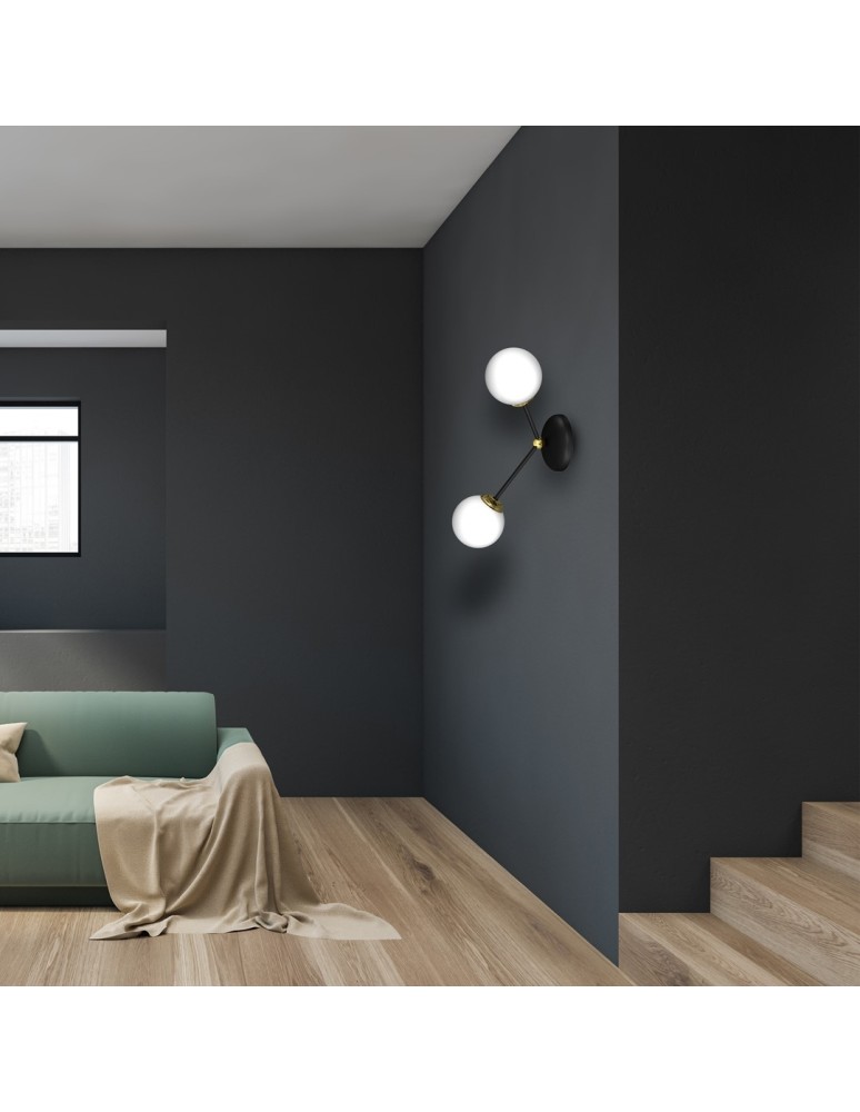 Milagro Kinkiet JOY BLACK / GOLD 2xE14 MLP7458