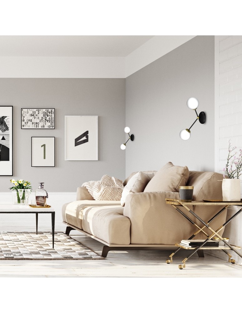 Milagro Kinkiet JOY BLACK / GOLD 2xE14 MLP7458