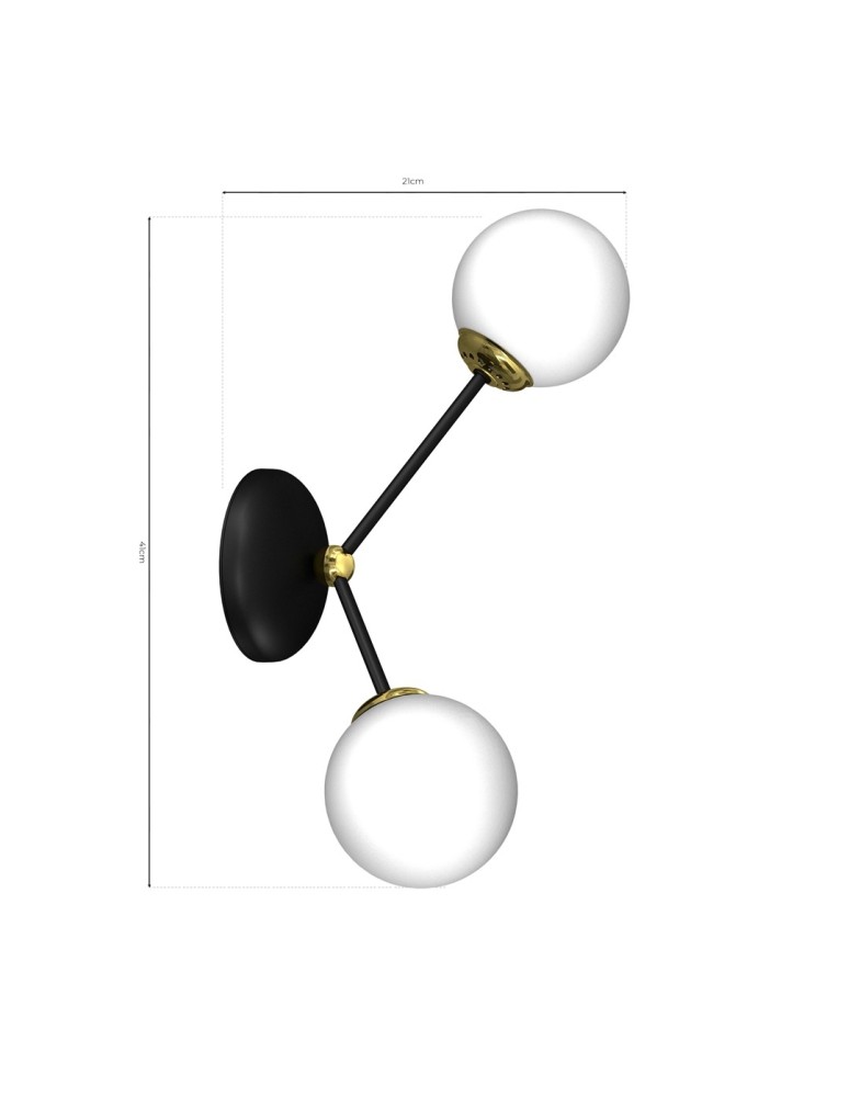 Milagro Kinkiet JOY BLACK / GOLD 2xE14 MLP7458