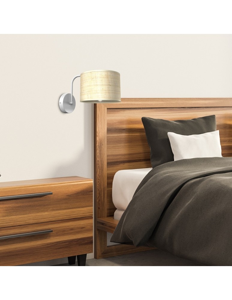 Wall lamps with lampshade - Milagro Wall lamp MARSHALL WHITE / RATTAN 1xE27 MLP7482 - product kolory-swiatla.pl 3