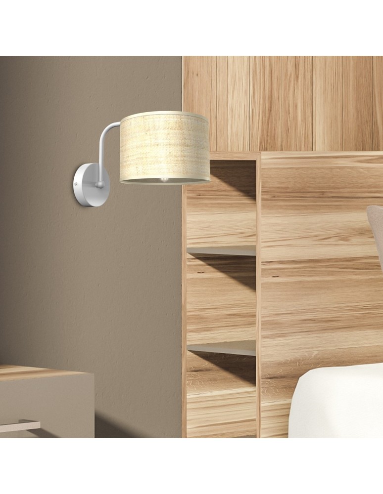 Wall lamps with lampshade - Milagro Wall lamp MARSHALL WHITE / RATTAN 1xE27 MLP7482 - product kolory-swiatla.pl 5