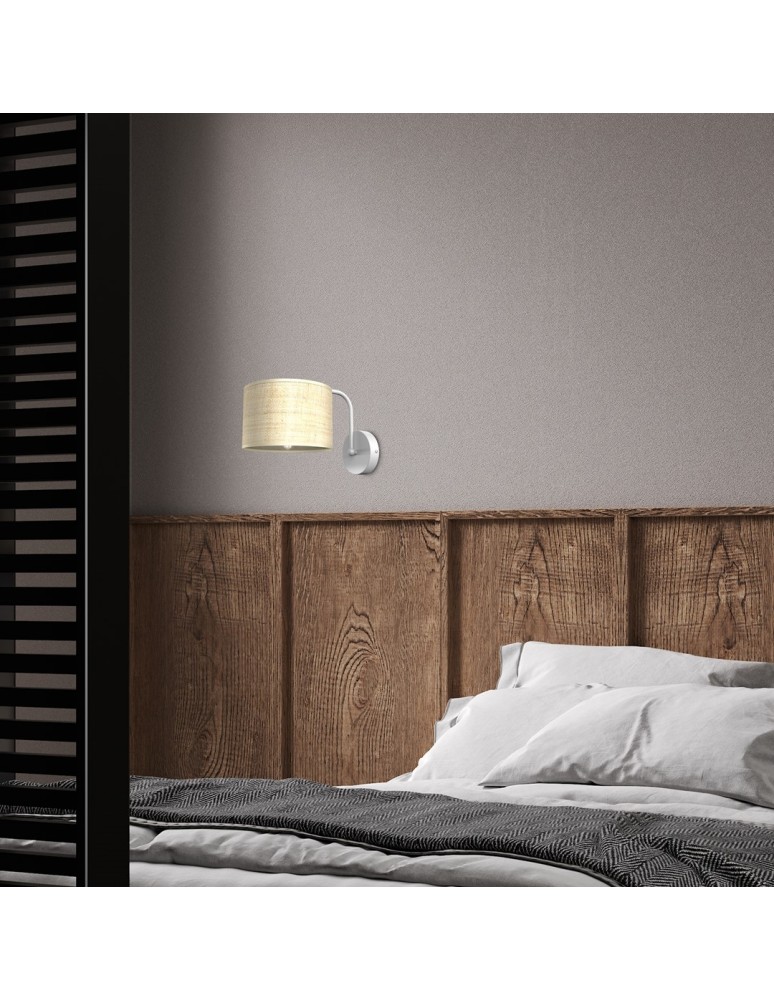 Wall lamps with lampshade - Milagro Wall lamp MARSHALL WHITE / RATTAN 1xE27 MLP7482 - product kolory-swiatla.pl 6