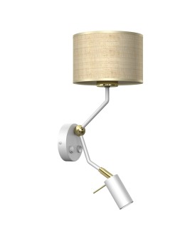 Milagro Kinkiet MARSHALL WHITE / RATTAN 1xE27 + 1x mini GU10 MLP7483