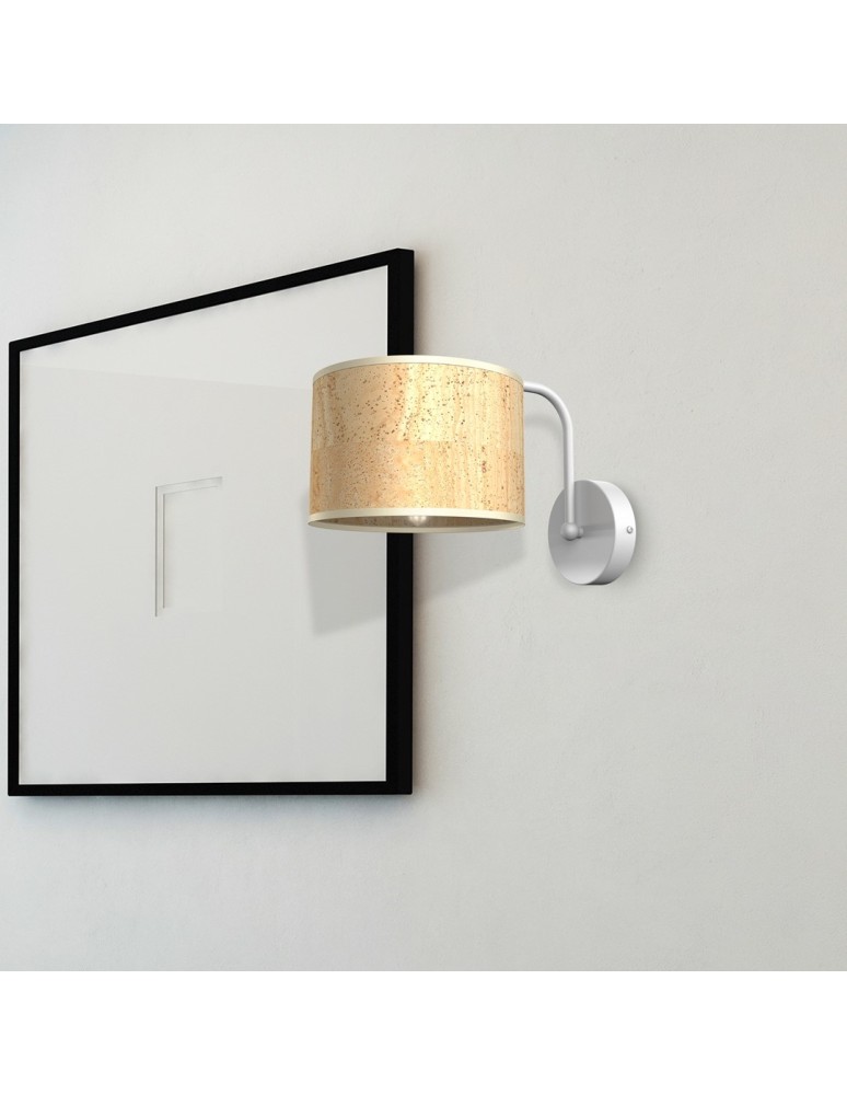 Wall lamps with lampshade - Milagro Wall lamp CORK White/Cork 1xE27 MLP7515 - product kolory-swiatla.pl 3