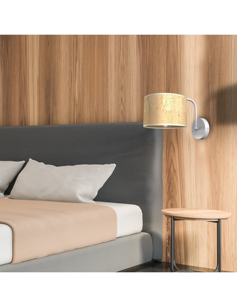 Wall lamps with lampshade - Milagro Wall lamp CORK White/Cork 1xE27 MLP7515 - product kolory-swiatla.pl 5