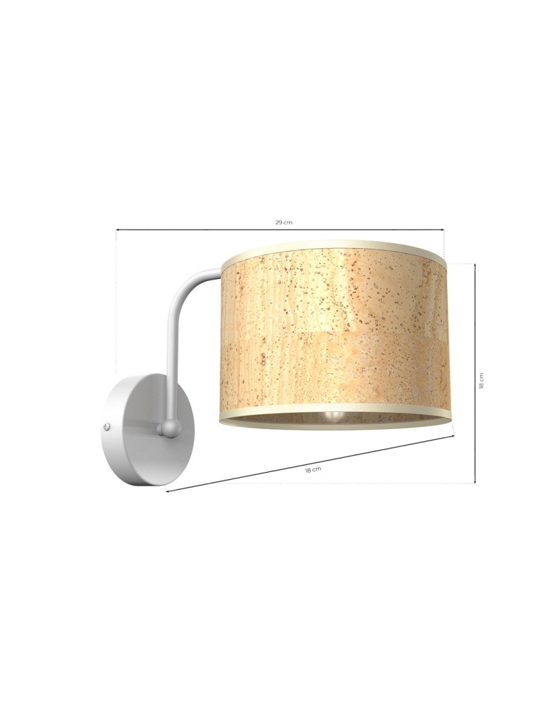 Wall lamps with lampshade - Milagro Wall lamp CORK White/Cork 1xE27 MLP7515 - product kolory-swiatla.pl 6