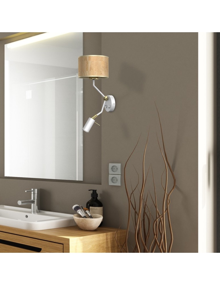 Reading wall lamps - Milagro Wall lamp CORK White/Cork 1xE27 + Mini GU10 MLP7516 - product kolory-swiatla.pl 4