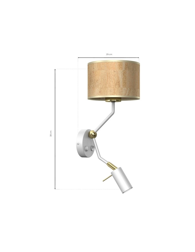 Reading wall lamps - Milagro Wall lamp CORK White/Cork 1xE27 + Mini GU10 MLP7516 - product kolory-swiatla.pl 6
