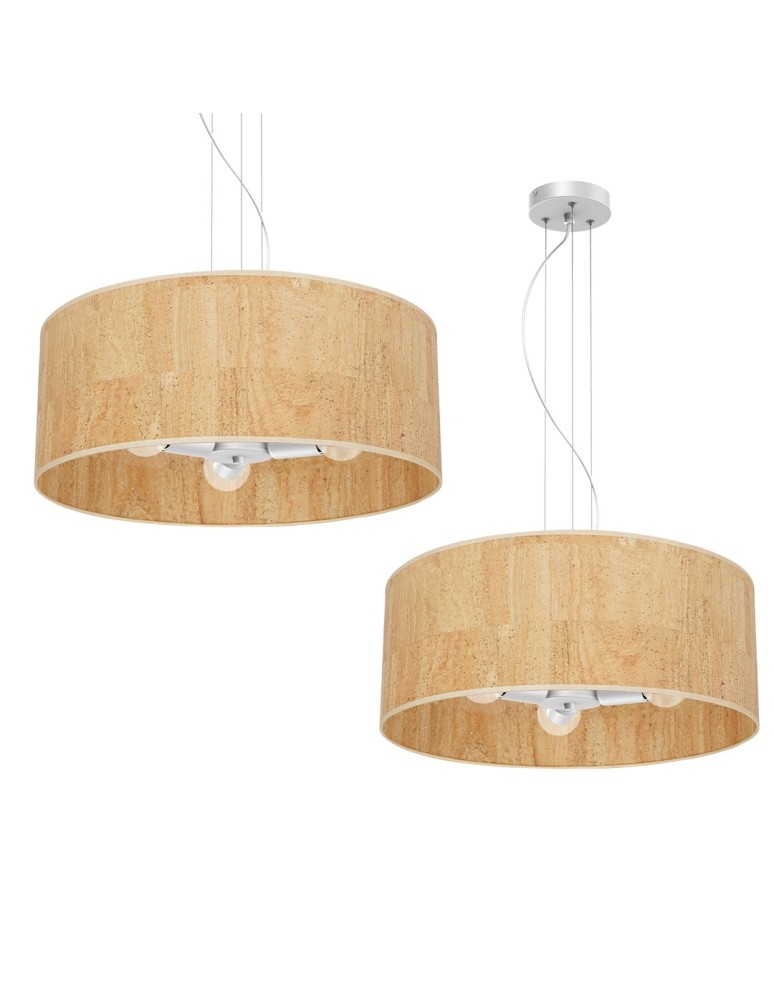 Boho pendant lamps - Milagro CORK White/Cork pendant lamp 3xE27 MLP7523 - product kolory-swiatla.pl 1