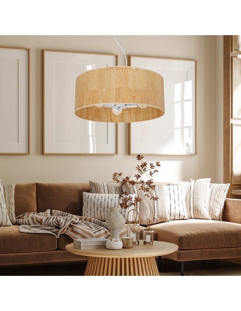 Boho pendant lamps - Milagro CORK White/Cork pendant lamp 3xE27 MLP7523 - product kolory-swiatla.pl 6