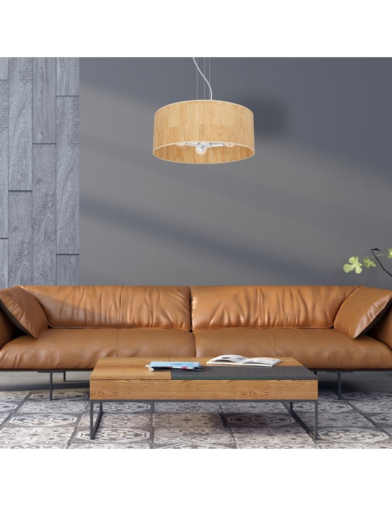 Boho pendant lamps - Milagro CORK White/Cork pendant lamp 3xE27 MLP7523 - product kolory-swiatla.pl 7