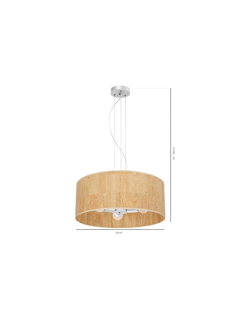 Boho pendant lamps - Milagro CORK White/Cork pendant lamp 3xE27 MLP7523 - product kolory-swiatla.pl 9