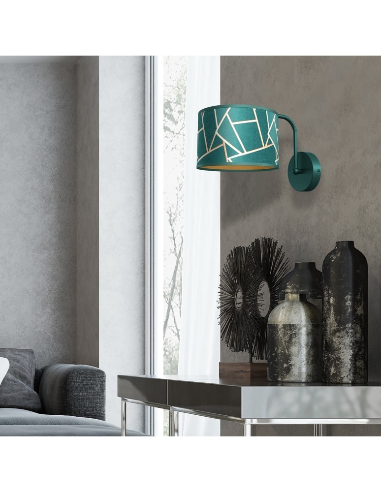 Wall lamps with lampshade - Milagro Wall lamp ZIGGY GREEN Gold/Bottle green 1xE27 MLP7572 - product kolory-swiatla.pl 3