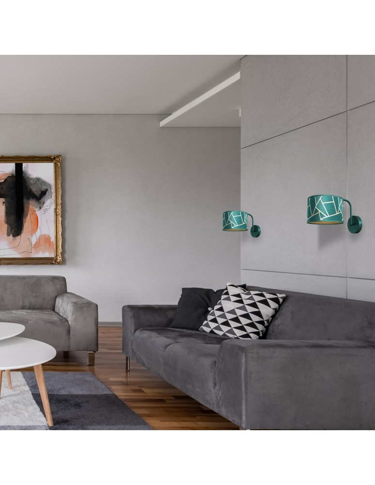 Wall lamps with lampshade - Milagro Wall lamp ZIGGY GREEN Gold/Bottle green 1xE27 MLP7572 - product kolory-swiatla.pl 4
