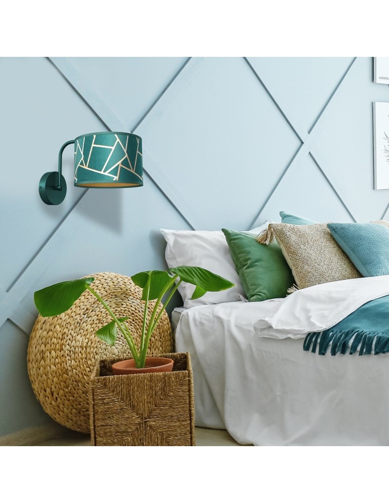 Wall lamps with lampshade - Milagro Wall lamp ZIGGY GREEN Gold/Bottle green 1xE27 MLP7572 - product kolory-swiatla.pl 5
