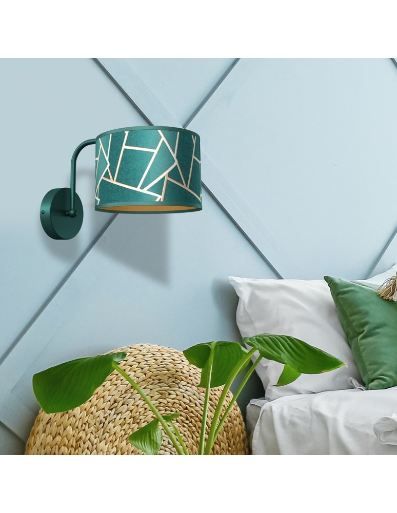 Wall lamps with lampshade - Milagro Wall lamp ZIGGY GREEN Gold/Bottle green 1xE27 MLP7572 - product kolory-swiatla.pl 6