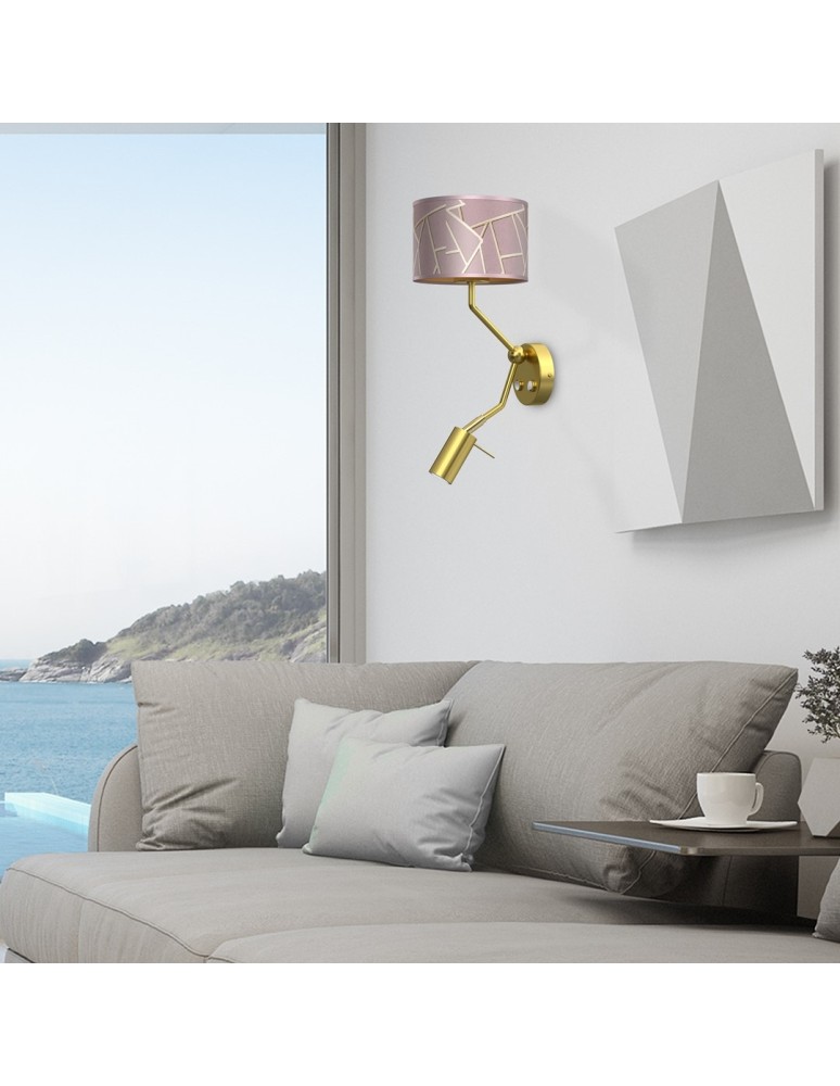 Reading wall lamps - Milagro Wall lamp ZIGGY PINK Gold/Pink 1xE27 + 1x mini GU10 MLP7584 - product kolory-swiatla.pl 3
