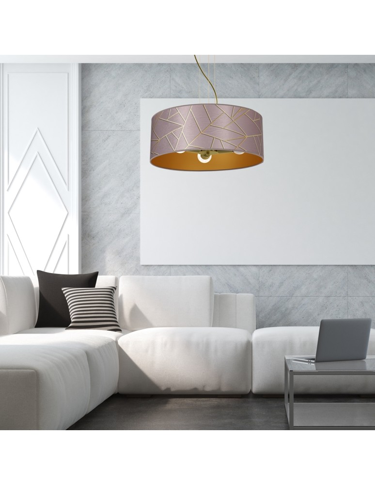 Pink pendant lamps - Milagro ZIGGY PINK Gold/Pink 3xE27 pendant lamp MLP7591 - product kolory-swiatla.pl 5